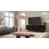 Furnitech Sophia 75" Mid-Century Modern Solid Pine Tvconsole/Sideboard With Slatted Doors In A Walnut Finish - lifestyle - Furnitech Sophia 75" Mid-Century Modern Solid Pine Tvconsole/Sideboard With Slatted Doors In A Walnut Finish - lifestyle
