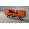 Furnitech Signature Collection Mid-Century Modern TV Console In Wood - Front Side Angle