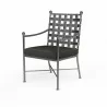 Provence Dining Chair in Spectrum Carbon w/ Self Welt - Front Side Angle - Provence Dining Chair in Spectrum Carbon w/ Self Welt - Front Side Angle