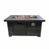 Crawford and Burke Alcedo Weathered Brown Wood Rectangular Gas Fire Pit, Frontview - Crawford and Burke Alcedo Weathered Brown Wood Rectangular Gas Fire Pit, Frontview