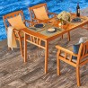 Vifah Kapalua Honey Nautical 4-Piece Wooden Outdoor Dining Set with Bench, Top Angle
