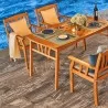 Vifah Kapalua Honey Nautical 4-Piece Wooden Outdoor Dining Set with Bench, Top Angle - Vifah Kapalua Honey Nautical 4-Piece Wooden Outdoor Dining Set with Bench, Top Angle