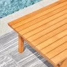 Vifah Kapalua Honey Nautical Eucalyptus Wooden Outdoor Sofa Table, Top Seat Closeup View - Vifah Kapalua Honey Nautical Eucalyptus Wooden Outdoor Sofa Table, Top Seat Closeup View