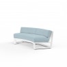 Newport Curved Sofa in Canvas Skyline, No Welt - Front Side Angle