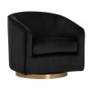 Sunpan Hazel Swivel Lounge Chair in Gold - Black Sky - Front Side Angle