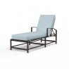 La Jolla Chaise in Canvas Skyline w/ Self Welt - Front Side Angle