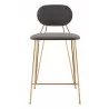 Georges Counter Stool Gray & Gold - Front - Georges Counter Stool Gray & Gold - Front