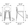 Georges Counter Stool Gray & Gold - Dimensions