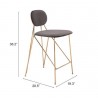 Georges Counter Stool Gray & Gold - Seat Dimensions