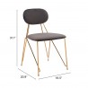 Georges Dining Chair in Gray & Gold-seat dimension