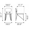 Georges Dining Chair in Gray & Gold-dimension