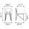 Georges Dining Chair in Gray & Gold-dimension - Georges Dining Chair in Gray & Gold-dimension