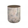 Sunpan Diaz End Table in Marble-Look Antique Brass - Front Angle