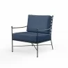 Provence Club Chair in Spectrum Indigo w/ Self Welt - Front Side Angle - Provence Club Chair in Spectrum Indigo w/ Self Welt - Front Side Angle