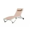 Glendale 4 position Aluminum Pool Lounger With Wheel & Pillow - Macchiato - White BG - Glendale 4 position Aluminum Pool Lounger With Wheel & Pillow - Macchiato - White BG