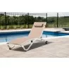 Glendale 4 position Aluminum Pool Lounger With Wheel & Pillow - Macchiato - Without People - Glendale 4 position Aluminum Pool Lounger With Wheel & Pillow - Macchiato - Without People