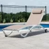 Glendale 4 position Aluminum Pool Lounger With Wheel & Pillow - Macchiato - Without People - Glendale 4 position Aluminum Pool Lounger With Wheel & Pillow - Macchiato - Without People