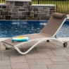 Glendale 4 position Aluminum Pool Lounger With Wheel & Pillow - Macchiato 