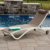 Glendale 4 position Aluminum Pool Lounger With Wheel & Pillow - Macchiato  - Glendale 4 position Aluminum Pool Lounger With Wheel & Pillow - Macchiato 