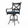 Monterey Counter Stool in Spectrum Indigo w/ Self Welt - Front Side Angle - Monterey Counter Stool in Spectrum Indigo w/ Self Welt - Front Side Angle