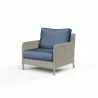Manhattan Club Chair in Spectrum Indigo w/ Self Welt - Front Side Angle - Manhattan Club Chair in Spectrum Indigo w/ Self Welt - Front Side Angle