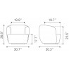 Govan Swivel Chair in Ivory- dimension
