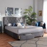 Baxton Studio Caronia Grey Velvet Upholstered 2 Drawers King Platform Bed