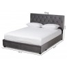 Baxton Studio Caronia Grey Velvet Upholstered 2 Drawers King Platform Bed