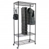 Garment Rack with Adjustable Shelves with Hooks - Black - With Clothes