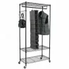 Garment Rack with Adjustable Shelves with Hooks - Black - With Clothes - Garment Rack with Adjustable Shelves with Hooks - Black - With Clothes