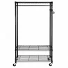 Garment Rack with Adjustable Shelves with Hooks - Black - Front - Garment Rack with Adjustable Shelves with Hooks - Black - Front