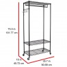 Garment Rack with Adjustable Shelves with Hooks - Black - Dimensions