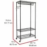 Garment Rack with Adjustable Shelves with Hooks - Black - Dimensions - Garment Rack with Adjustable Shelves with Hooks - Black - Dimensions