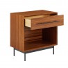 Greenington Taylor 28" 1 Drawer Nightstand In Amber - Angled and Opened Drawer