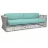 Miami Sofa in Dupione Celeste w/ Self Welt - Front Side Angle - Miami Sofa in Dupione Celeste w/ Self Welt - Front Side Angle