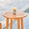 Vifah Kapalua Honey Nautical 3-piece Eucalyptus Wooden Outdoor Bar Set, Table Closeup View