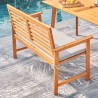 Vifah Waimea Honey 3-Piece Slatted Eucalyptus Wood Patio Dining Set with Bench and Cushion, Seat Back Angle