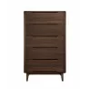 Greenington Currant Five Drawer High Chest Oiled Walnut - Front Angle - Greenington Currant Five Drawer High Chest Oiled Walnut - Front Angle