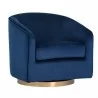 Sunpan Hazel Swivel Lounge Chair in Gold - Navy Blue Sky - Front Side Angle - Sunpan Hazel Swivel Lounge Chair in Gold - Navy Blue Sky - Front Side Angle