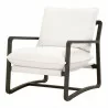 Essentials For Living Hamlin Club Chair in Performance Boucle Snow, Matte Brown Oak - Front Side Angle - Essentials For Living Hamlin Club Chair in Performance Boucle Snow, Matte Brown Oak - Front Side Angle