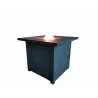 Crawford and Burke Kimball Black Metal Square Fire Pit Table with Glass Rocks, Side Angle - Crawford and Burke Kimball Black Metal Square Fire Pit Table with Glass Rocks, Side Angle