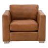 Essentials For Living Hayden Taper Arm Sofa Chair in Whiskey Brown Top Grain Leather - Front
