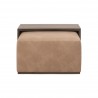 Essentials For Living Dovetail Upholstered Coffee Table in Ivanhoe Toast, Burnished Brown Acacia - Side Angle