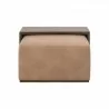 Essentials For Living Dovetail Upholstered Coffee Table in Ivanhoe Toast, Burnished Brown Acacia - Side Angle - Essentials For Living Dovetail Upholstered Coffee Table in Ivanhoe Toast, Burnished Brown Acacia - Side Angle