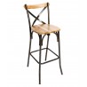 Henry Cross Back Barstool In Autumn/Natural Ash Wood Back And Steel Frame With Distressed Finish