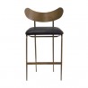 Sunpan Gibbons Counter Stool in Antique Brass - Charcoal Black Leather - Front Angle