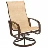 Woodard Cayman Isle Sling High Back Swivel Rocking Dining Armchair - Angled - Woodard Cayman Isle Sling High Back Swivel Rocking Dining Armchair - Angled