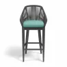 Milano Barstool in Dupione Celeste w/ Self Welt - Front Angle - Milano Barstool in Dupione Celeste w/ Self Welt - Front Angle