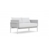 Azzurro Hampton 2 Seat Sofa With Matte White Aluminum And White All-Weather Wicker - Angled