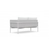 Azzurro Hampton 2 Seat Sofa With Matte White Aluminum And White All-Weather Wicker - Back Angled